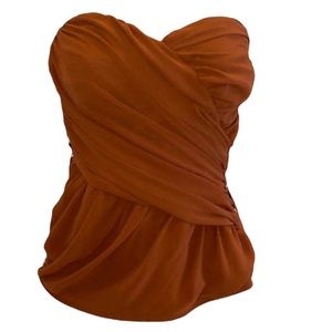 New York & Company Chocolate Brown Structure Strapless Bustier Corset Top